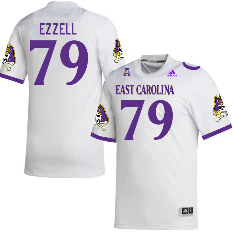 Men #79 Cohen Ezzell ECU Pirates College Football Jerseys Stitched-White